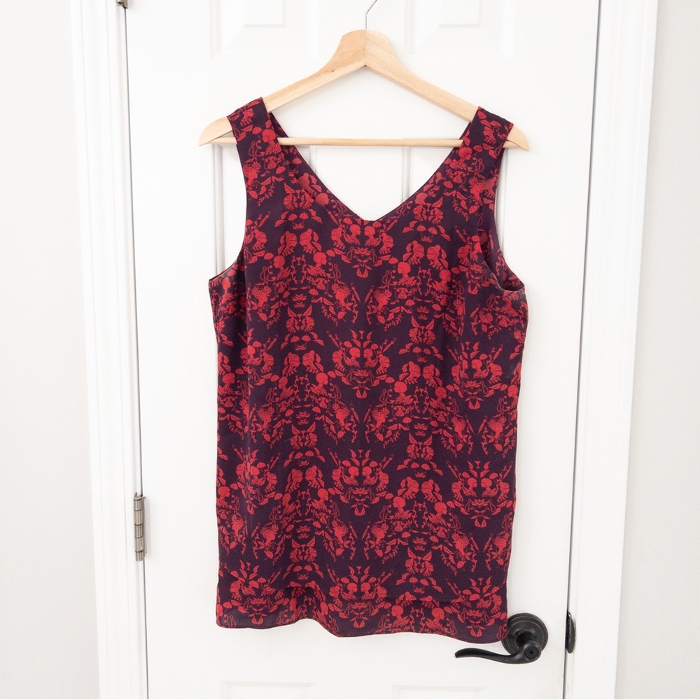 CAbi Red and Navy Patterned Tank Top